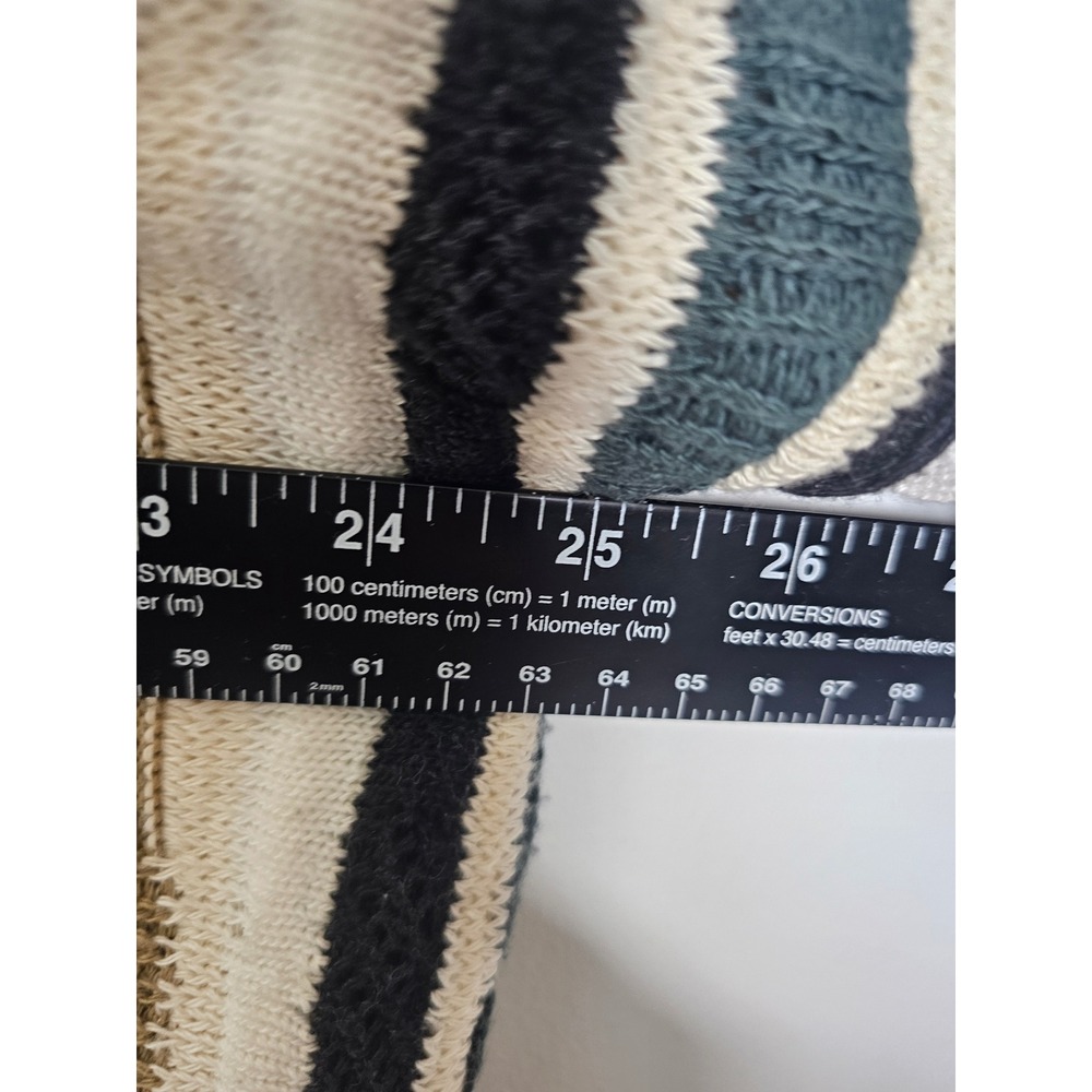 [Grandpacore] J. Ferrar 3D Knit Cardigan Mens Large  Green Striped Coogi Style - Picture 5 of 9